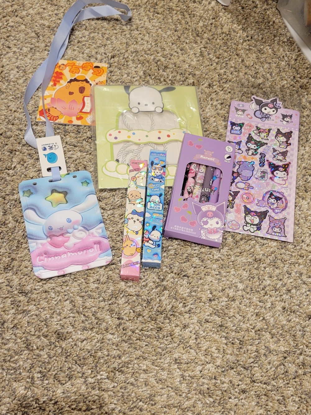 Sanrio Cinnamoroll Kuromi Pink & Blue Stationery and Id Badge Set